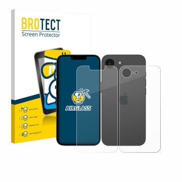 Parte frontale di una confezione del prodotto con il logo del marchio BROTECT. Accanto è raffigurato il dispositivo Apple iPho