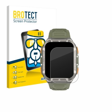 Front side of a product packaging with the brand logo BROTECT. Next to it is the device Blackview W80 Pro 1,91