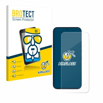 Front side of a product packaging with the brand logo BROTECT. Next to it is the device Nothing Phone (4a) Pro shown with the 