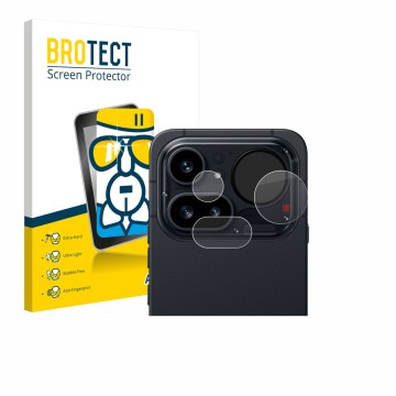 Parte frontal de un envase de producto con el logotipo de la marca BROTECT. Al lado se muestra el dispositivo Nothing Phone (4