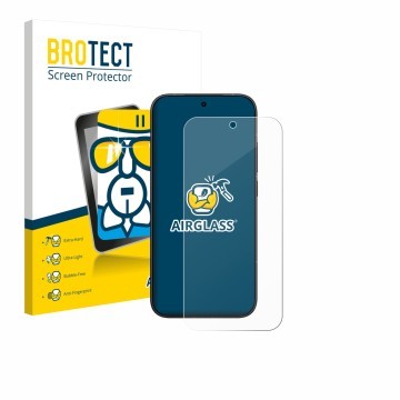 Front side of a product packaging with the brand logo BROTECT. Next to it is the device Xiaomi Poco X8 Pro shown with the corr