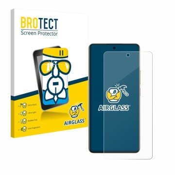 Front side of a product packaging with the brand logo BROTECT. Next to it is the device realme 16 shown with the corresponding