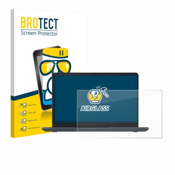 Face avant d’un emballage produit avec le logo de la marque BROTECT. À côté, l’appareil Lenovo Chromebook 14e Gen 3 est représ