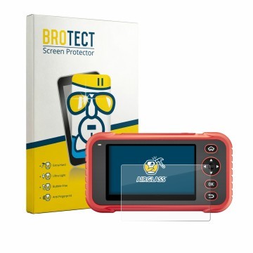 Parte frontal de un envase de producto con el logotipo de la marca BROTECT. Al lado se muestra el dispositivo Launch CRP129E P