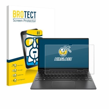 Parte frontale di una confezione del prodotto con il logo del marchio BROTECT. Accanto è raffigurato il dispositivo HP Envy x3