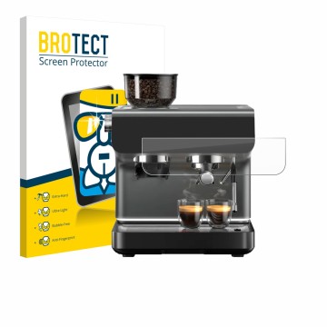 Face avant d’un emballage produit avec le logo de la marque BROTECT. À côté, l’appareil WMF Espresso Pro est représenté avec l