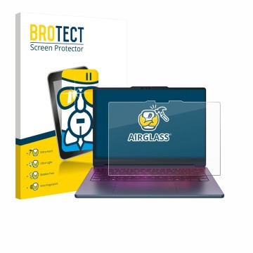 Vorderseite einer Produktverpackung mit dem Markenlogo BROTECT. Daneben ist das Gerät Lenovo Yoga 9i 2-in-1 Gen 11 Aura Editio