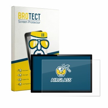 Parte frontal de un envase de producto con el logotipo de la marca BROTECT. Al lado se muestra el dispositivo con su protector