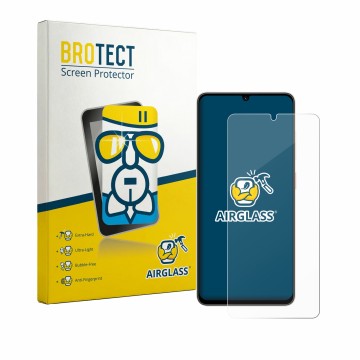 Front side of a product packaging with the brand logo BROTECT. Next to it is the device ZTE Blade A56 shown with the correspon