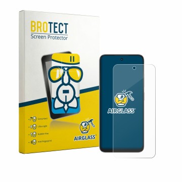 Front side of a product packaging with the brand logo BROTECT. Next to it is the device ZTE Nubia Focus 2 shown with the corre