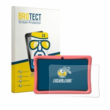 Parte frontal de un envase de producto con el logotipo de la marca BROTECT. Al lado se muestra el dispositivo Tabwee K10 con s