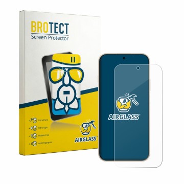 Front side of a product packaging with the brand logo BROTECT. Next to it is the device Huawei Enjoy 90 Pro Max shown with the