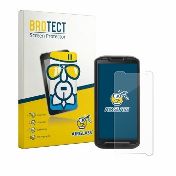 Front side of a product packaging with the brand logo BROTECT. Next to it is the device Point Mobile PM84P shown with the corr