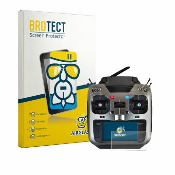 Vorderseite einer Produktverpackung mit dem Markenlogo BROTECT. Daneben ist das Gerät Robbe Futaba T16IZ Super mit dem zugehör