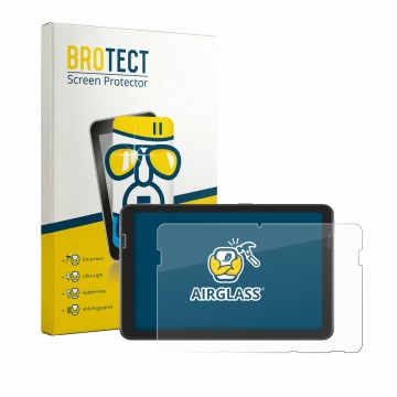 Parte frontale di una confezione del prodotto con il logo del marchio BROTECT. Accanto è raffigurato il dispositivo Zebra ET40