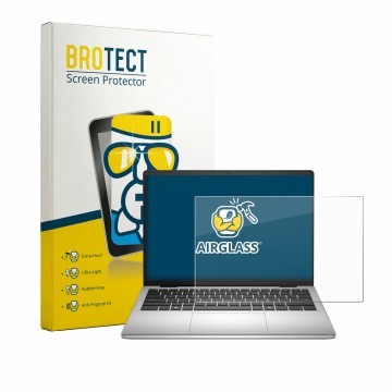 Parte frontal de un envase de producto con el logotipo de la marca BROTECT. Al lado se muestra el dispositivo Dell Dell Pro 14