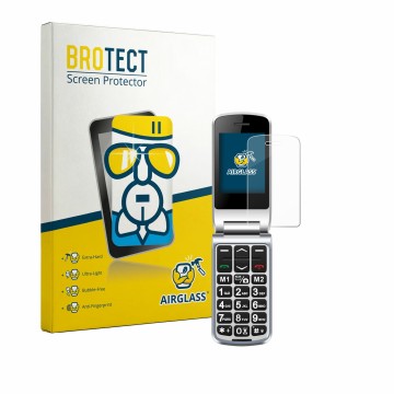 Front side of a product packaging with the brand logo BROTECT. Next to it is the device Sweetlink F1PLUS shown with the corres