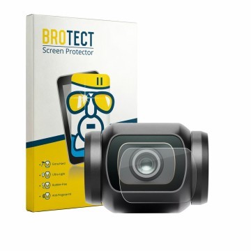 Vorderseite einer Produktverpackung mit dem Markenlogo BROTECT. Daneben ist das Gerät DJI Osmo Pocket 4 (Linse) mit dem zugehö