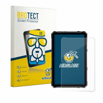 Parte frontal de un envase de producto con el logotipo de la marca BROTECT. Al lado se muestra el dispositivo Ulefone Armor Pa