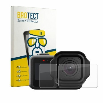 Parte frontale di una confezione del prodotto con il logo del marchio BROTECT. Accanto è raffigurato il dispositivo GoPro Miss
