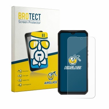 Vorderseite einer Produktverpackung mit dem Markenlogo BROTECT. Daneben ist das Gerät Oukitel WP66 mit dem zugehörigen Display
