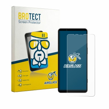 Parte frontale di una confezione del prodotto con il logo del marchio BROTECT. Accanto è raffigurato il dispositivo Sony Xperi