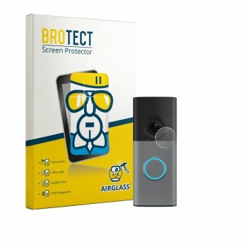 Vorderseite einer Produktverpackung mit dem Markenlogo BROTECT. Daneben ist das Gerät Ring Wired Video Doorbell mit dem zugehö