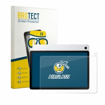 Face avant d’un emballage produit avec le logo de la marque BROTECT. À côté, l’appareil Samsung Galaxy Tab S10 Lite (Avant+Cam