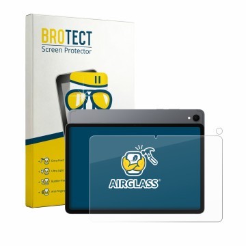 Parte frontal de un envase de producto con el logotipo de la marca BROTECT. Al lado se muestra el dispositivo Samsung Galaxy T