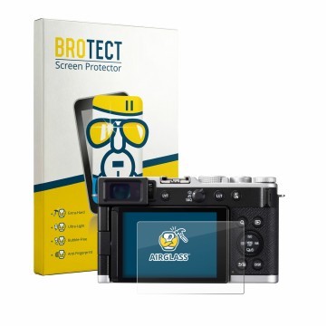 Vorderseite einer Produktverpackung mit dem Markenlogo BROTECT. Daneben ist das Gerät Panasonic Lumix DC-L10 mit dem zugehörig