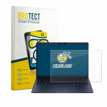 Face avant d’un emballage produit avec le logo de la marque BROTECT. À côté, l’appareil HP EliteBook X G2a 14 est représenté a