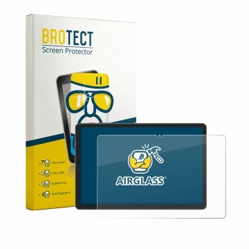 Front side of a product packaging with the brand logo BROTECT. Next to it is the device Blackview Tabwee T50 shown with the co
