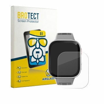 Vorderseite einer Produktverpackung mit dem Markenlogo BROTECT. Daneben ist das Gerät Amazfit Bip Max mit dem zugehörigen Disp