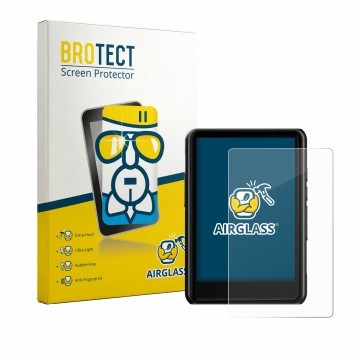 Parte frontal de un envase de producto con el logotipo de la marca BROTECT. Al lado se muestra el dispositivo Hiby R3 Pro II c