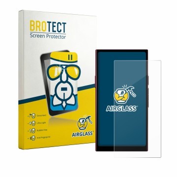 Parte frontale di una confezione del prodotto con il logo del marchio BROTECT. Accanto è raffigurato il dispositivo Hiby R8 II