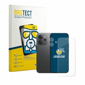 Parte frontale di una confezione del prodotto con il logo del marchio BROTECT. Accanto è raffigurato il dispositivo Vivo V70 (