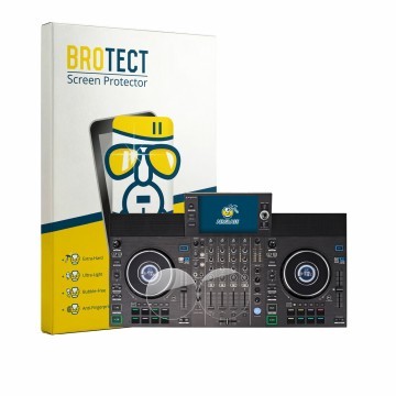 Vorderseite einer Produktverpackung mit dem Markenlogo BROTECT. Daneben ist das Gerät Denon DJ SC LIVE 4 (Jog) mit dem zugehör