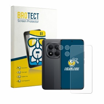 Front side of a product packaging with the brand logo BROTECT. Next to it is the device Xiaomi Poco M8 (Front+Camera) shown wi
