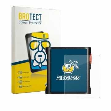 Vorderseite einer Produktverpackung mit dem Markenlogo BROTECT. Daneben ist das Gerät Shanling M0 Pura mit dem zugehörigen Dis