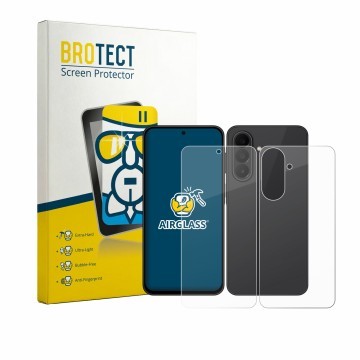 Vorderseite einer Produktverpackung mit dem Markenlogo BROTECT. Daneben ist das Gerät Samsung Galaxy A27 5G (Display+Rückseite