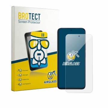 Front side of a product packaging with the brand logo BROTECT. Next to it is the device realme P4R 5G shown with the correspon