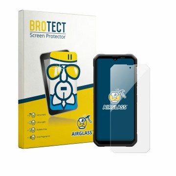 Vorderseite einer Produktverpackung mit dem Markenlogo BROTECT. Daneben ist das Gerät Blackview Fort 2 mit dem zugehörigen Dis