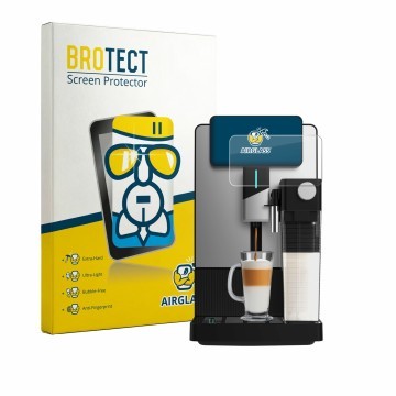 Front side of a product packaging with the brand logo BROTECT. Next to it is the device Cecotec Cremmaet Latte Art A90_EU01 sh