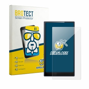 Vorderseite einer Produktverpackung mit dem Markenlogo BROTECT. Daneben ist das Gerät FiiO M21 mit dem zugehörigen Displayschu