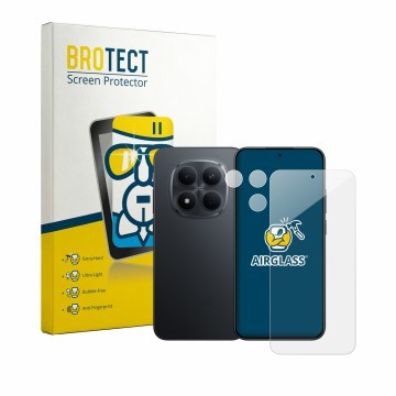 Parte frontal de un envase de producto con el logotipo de la marca BROTECT. Al lado se muestra el dispositivo Xiaomi Redmi Not