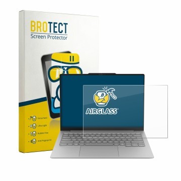 Face avant d’un emballage produit avec le logo de la marque BROTECT. À côté, l’appareil Lenovo ThinkBook 14X est représenté av