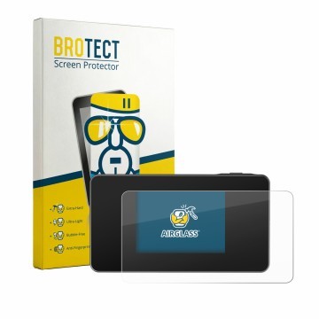 Front side of a product packaging with the brand logo BROTECT. Next to it is the device TP-Link M8550 shown with the correspon