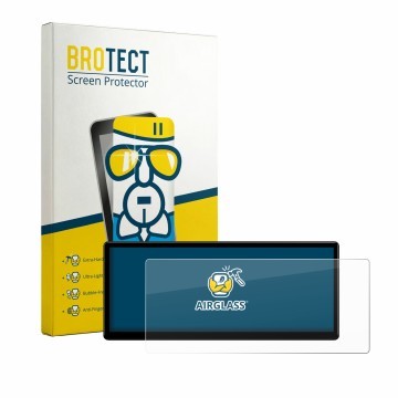 Front side of a product packaging with the brand logo BROTECT. Next to it is the device Xtrons QWBX24CCB12E92 shown with the c