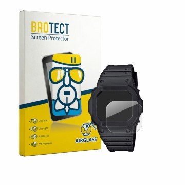 Face avant d’un emballage produit avec le logo de la marque BROTECT. À côté, l’appareil Casio G-Shock GW-M5610U-1CJF est repré