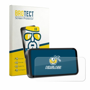 Front side of a product packaging with the brand logo BROTECT. Next to it is the device Carpuride 603 6.3
